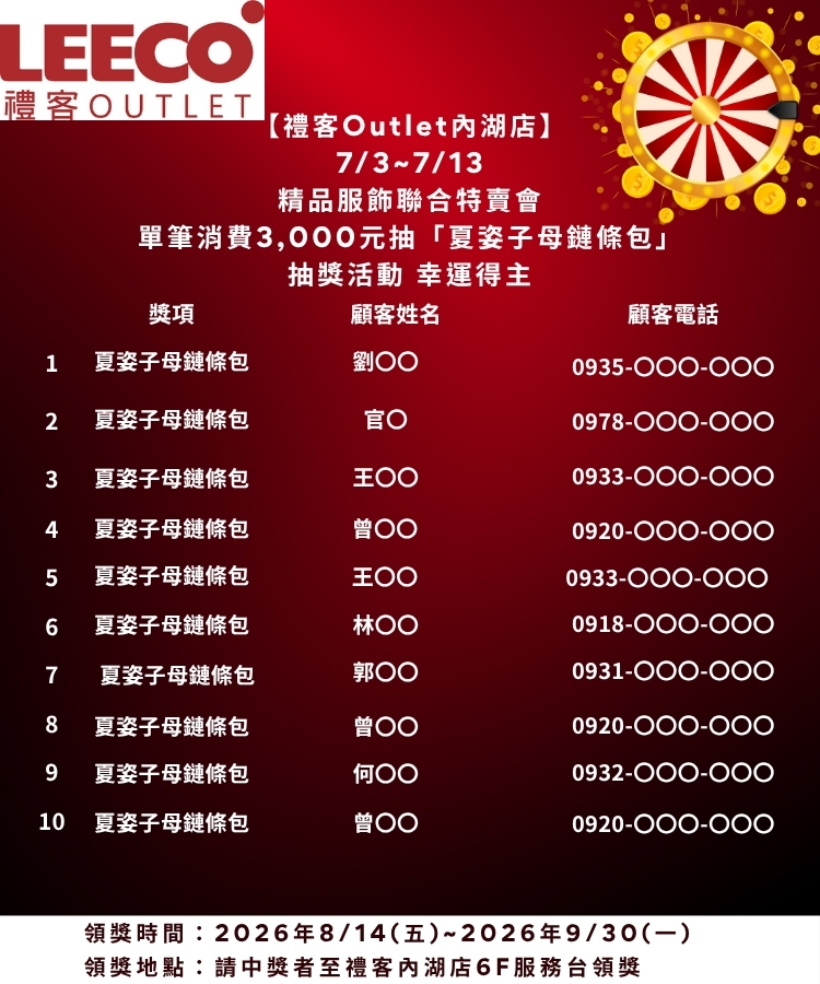 精品服飾聯合特賣會，單筆消費3000元抽獎活動幸運得主APP首頁BANNER圖.jpg